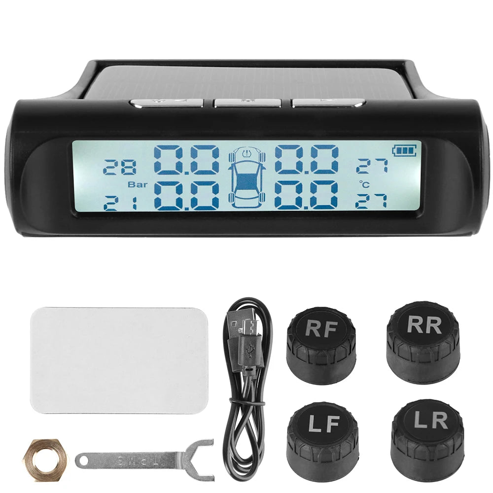 Solar TPMS Tire Pressure Monitoring System with External Sensors