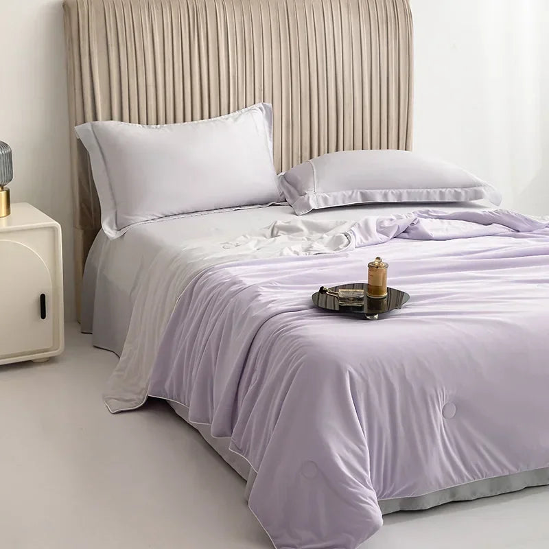 Air Condition Comforter for Summer Pure Color Ice Silk Cooling Blanket Lightweight and Smooth Twin/King Size Cold Quilt
