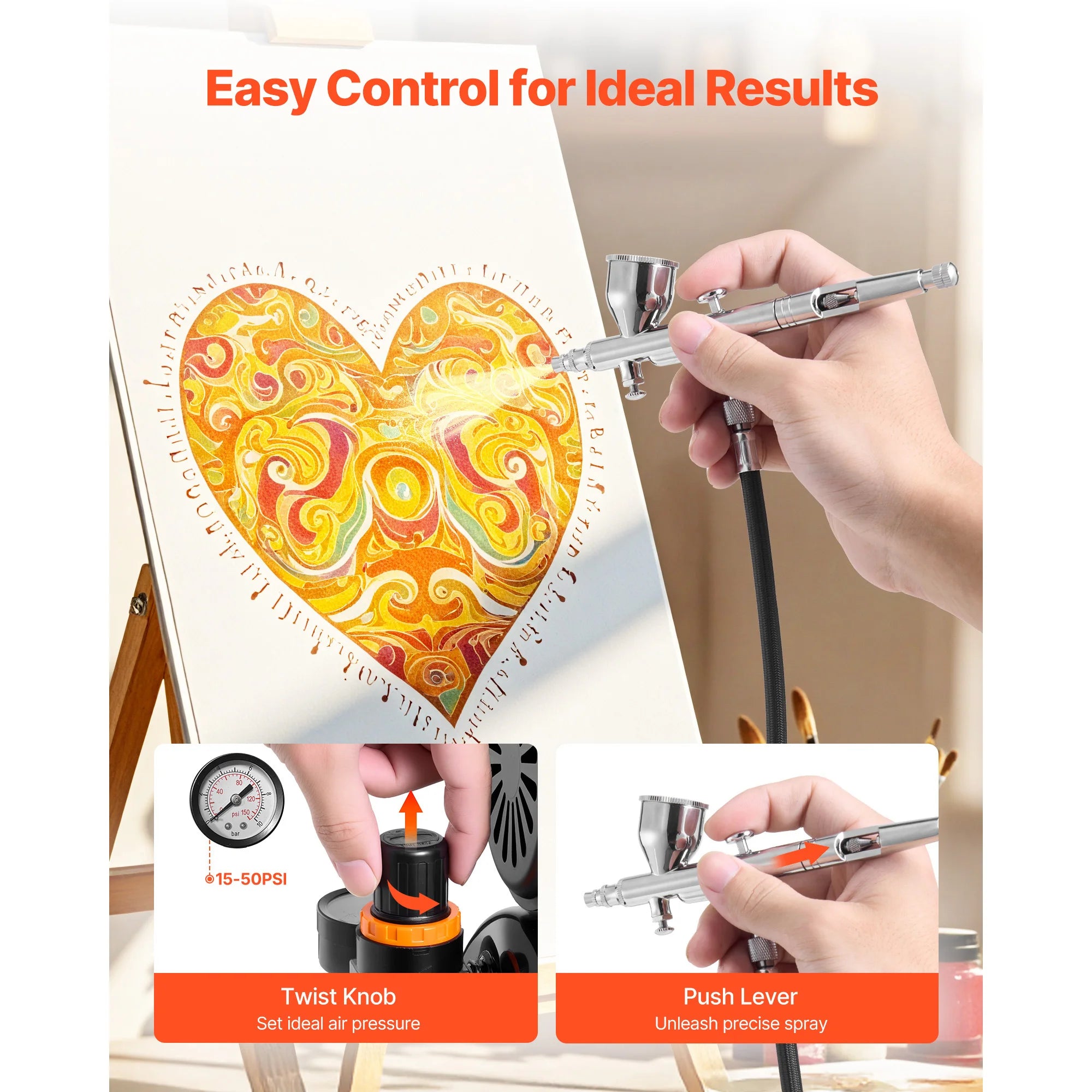 Kit Airbrush SucceBuy Air with Compressore e Serbatoio 1 Pennello a Doppia Azione con 1 Puntale per Decorazione di Torte e Nail Art