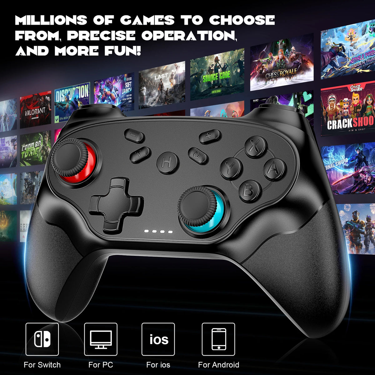 Controller wireless pentru jocuri, cu funcții Turbo și vibrații