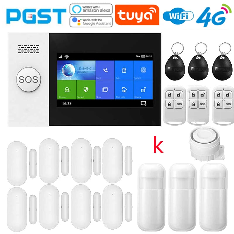 PGST 4G home allarme anti-furto, Tuya, kit di sicurezza con sensore di movimento PIR, wireless, WiFi, GSM, PG-107