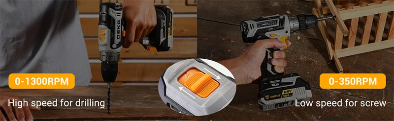 DEKO 20V Cordless Drill Driver Kit with Battery and Charger