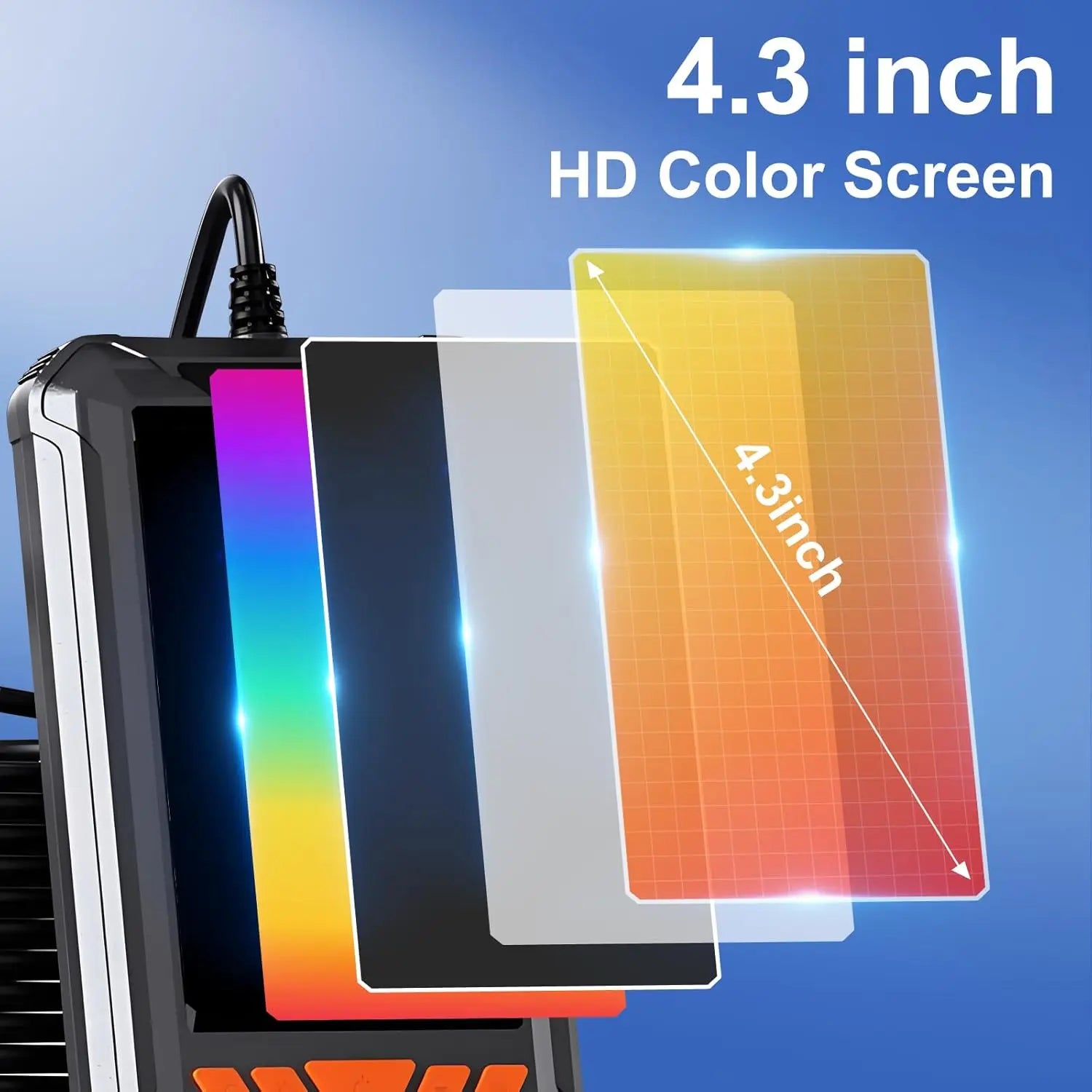 1080P HD Borescope Camera with 4.3" LCD and 8 LEDs