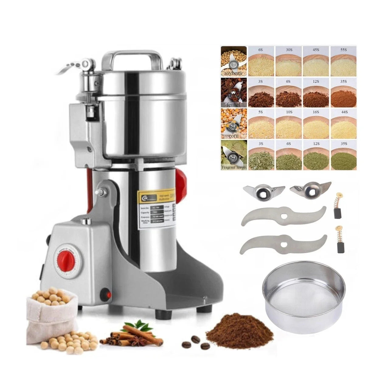 Electric Dry Grain & Spice Grinder — 800 g or 2,500 g