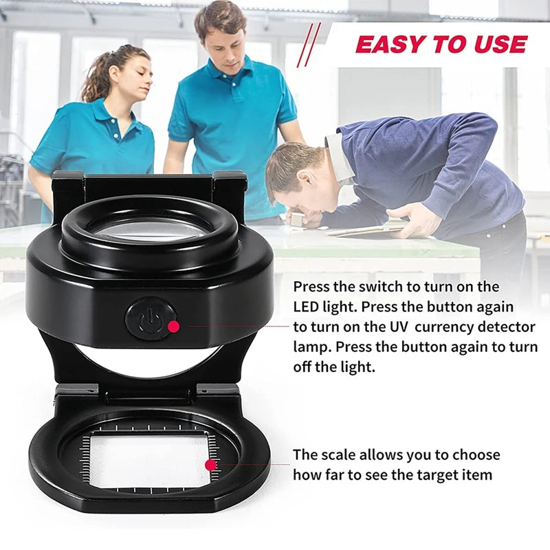 Rechargeable Folding Loupe with LED Light