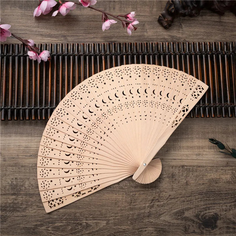 Faltbarer Handfächer aus Holz, 20.5 cm, für Hochzeiten und Gäste