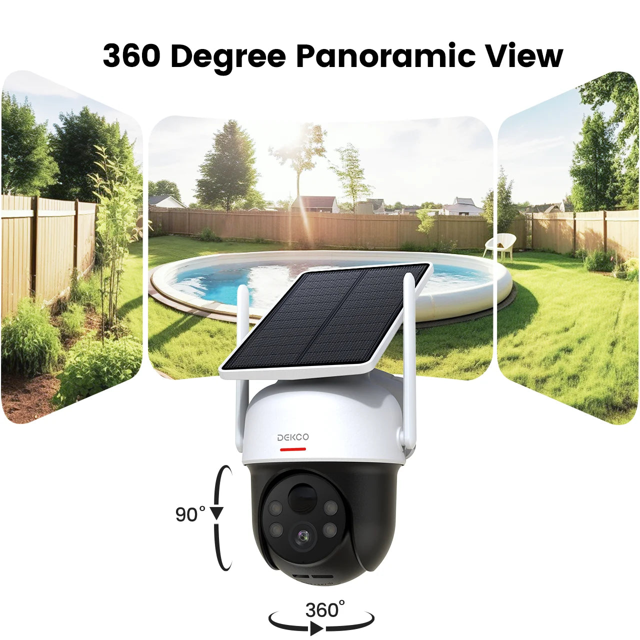 DEKCO 3MP Solar WiFi Outdoor Security Camera with PTZ