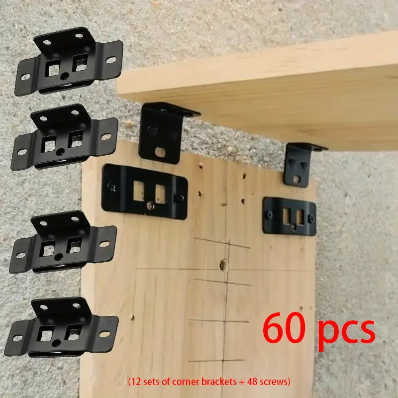 12 set (60 pezzi) di robuste staffe angolari a L a 90 gradi per scaffali, armadi e mobili - travi rinforzate