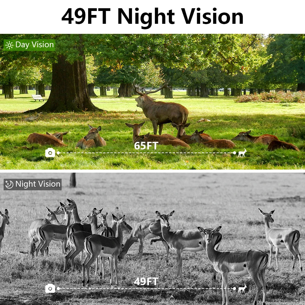 WiFi Trail Camera 60MP, 1296P HD Video, 120° Wide-Angle