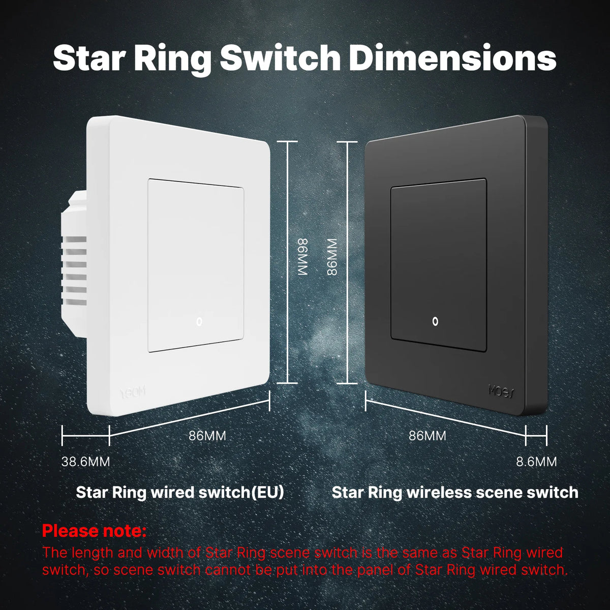 MOES Smart Light Switch Tuya ZigBee Star Ring Series No Neutral Wire No Capacitor Needed Smart Life Works with Alexa Google Home