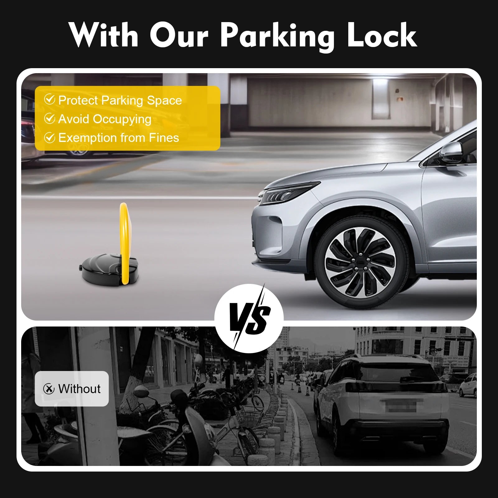 Intelligent Parking Lock with Remote Control, Foldable Barrier, Waterproof