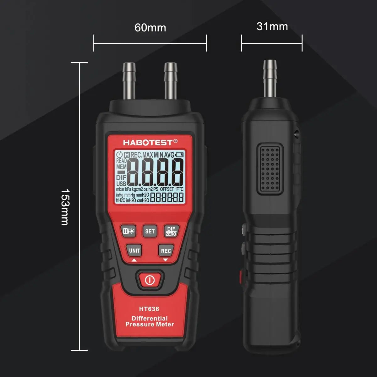 HT636 differentiële luchtdrukmanometer