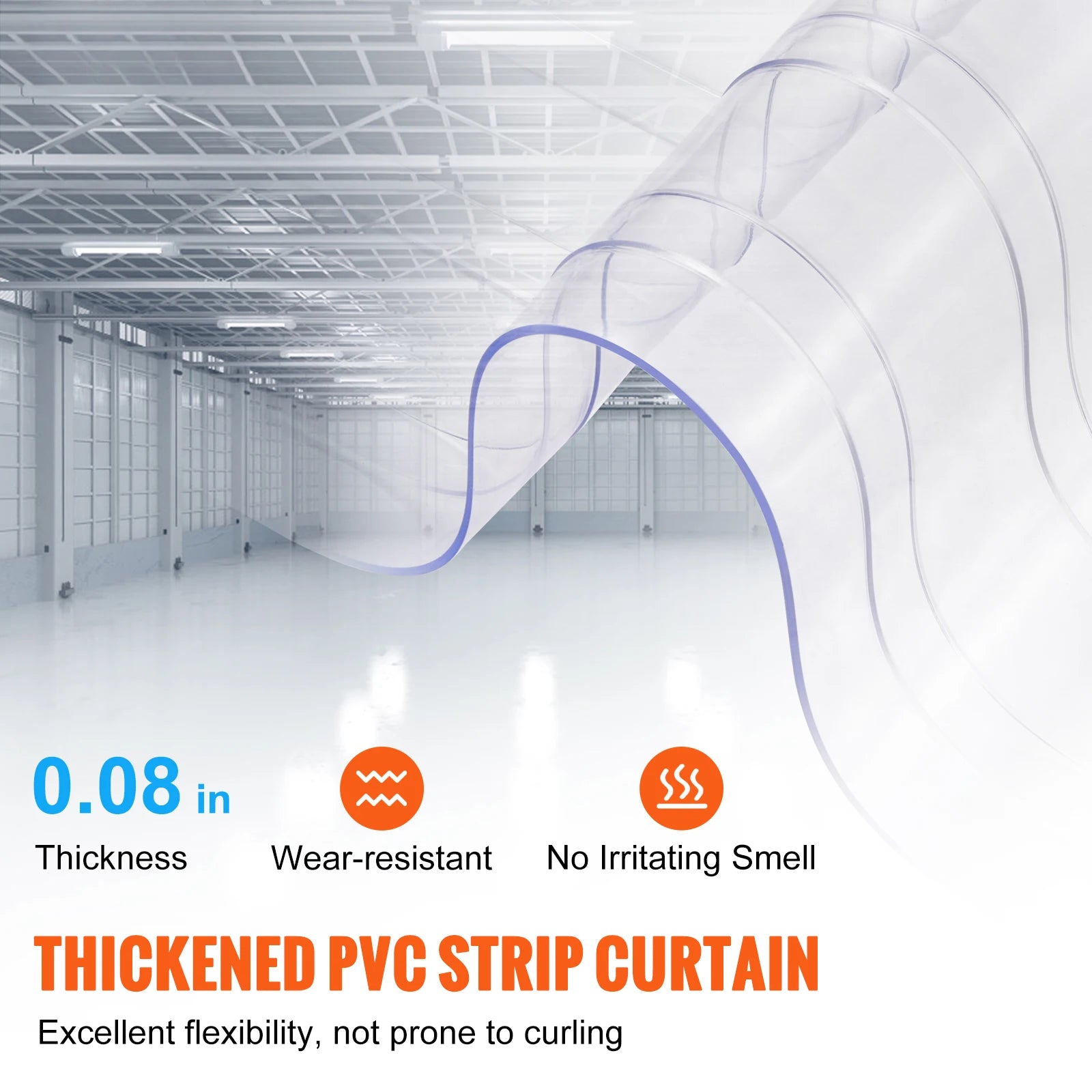 Clear PVC Strip Curtain Roll 150–164 ft Ribbed Door Strips
