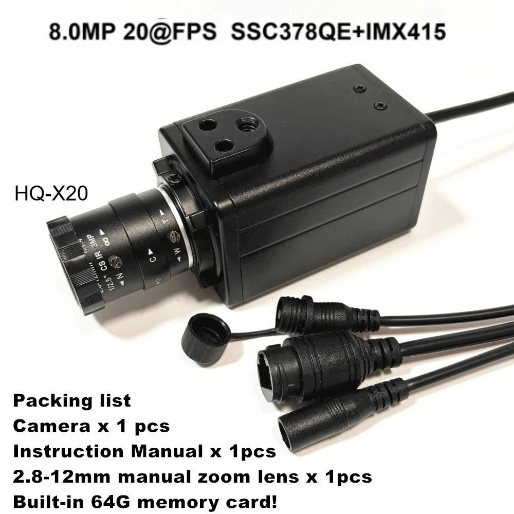 Câmara IP com Fio de 12MP, Lente 5-50mm e Cartão de 64G