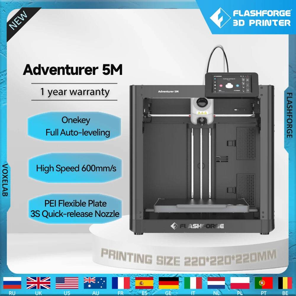 Flashforge Adventurer 5M 3D Printer High-Speed Auto-Leveling