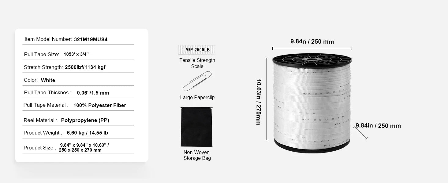 Polyester Pull Tape Flat Rope for Cable Pulling and Conduit Work