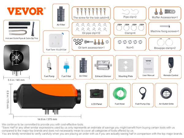 8KW 12V Diesel Air Heater with Bluetooth & Altitude Control