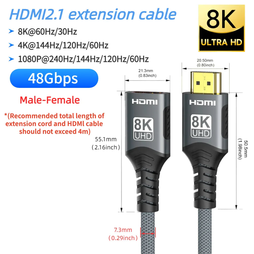 HDMI Video Cable or Extension, 1-3 m Options