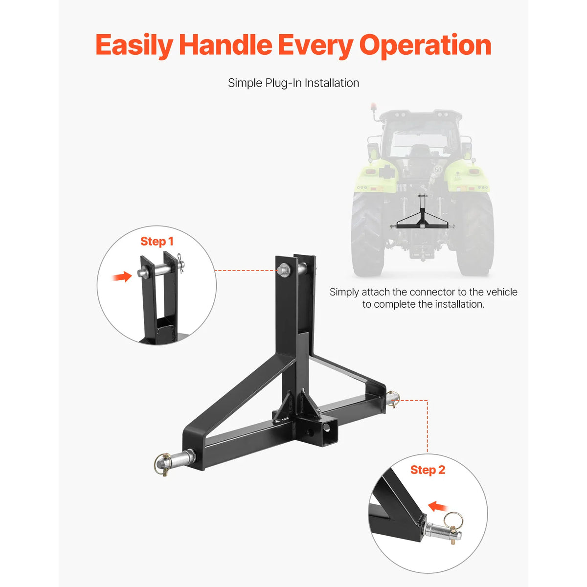 SucceBuy 3 Point Trailer Hitch w/2 in Receiver 3pt to1 Tractor 3000lbs Compatible w/ Kubota Mahindra Ford Yanmar,John Deere