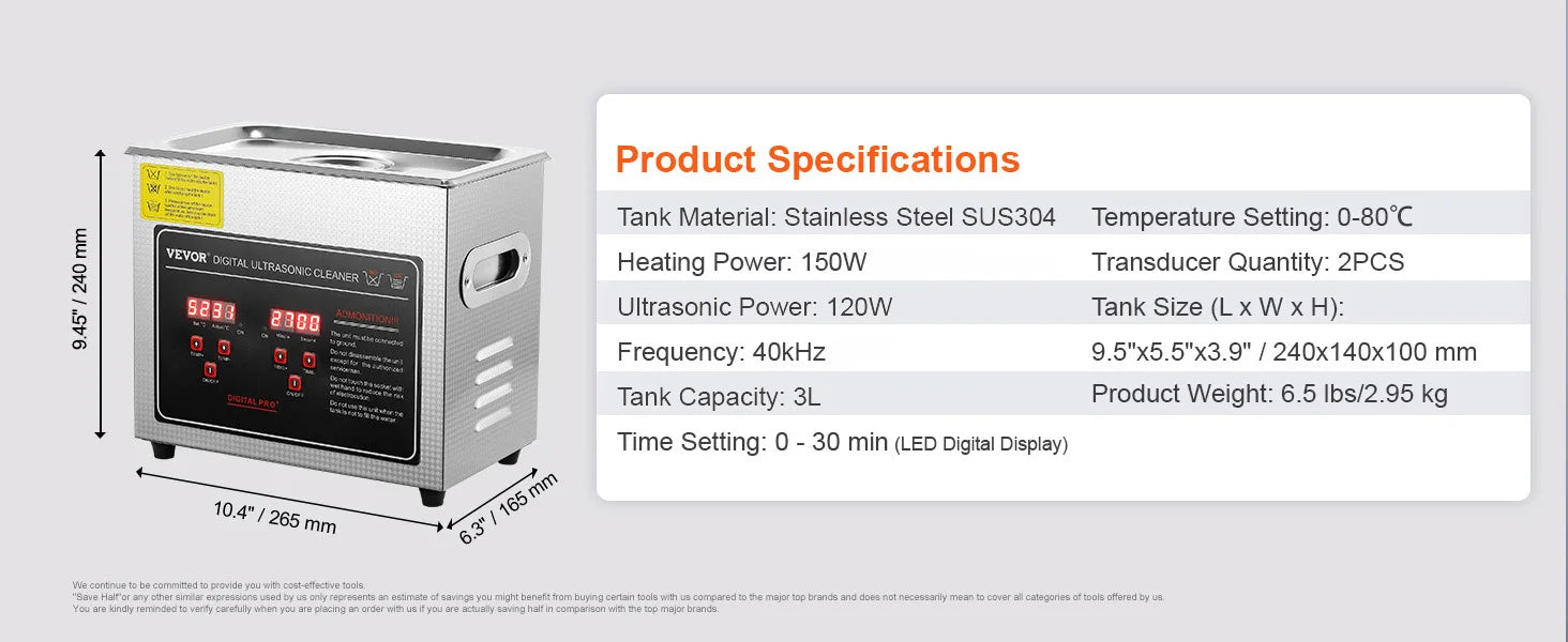 SucceBuy 2L 3L 6L 10L 22L 30L Ultrasonic Cleaner Stainless Steel Portable Cleaning Washing Machine Ultrasound Home Appliance