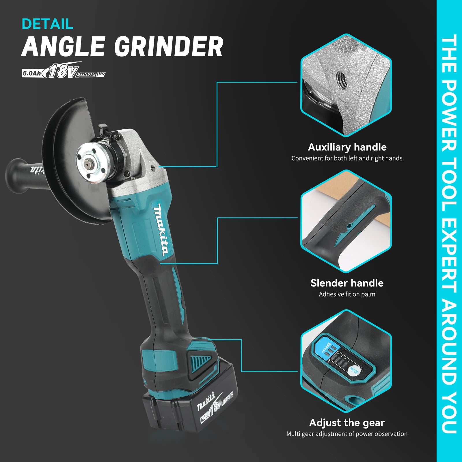 Makita DGA404 18V Brushless Variable Speed 125mm Angle Grinder