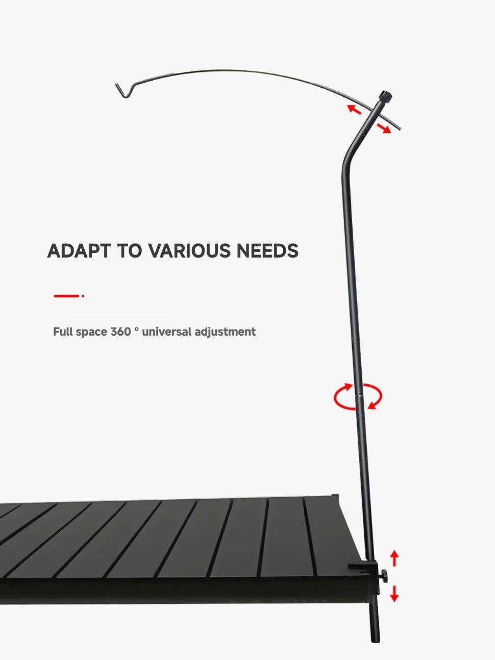 Adjustable Camping Lamp Stand Hook with 360° Positioning