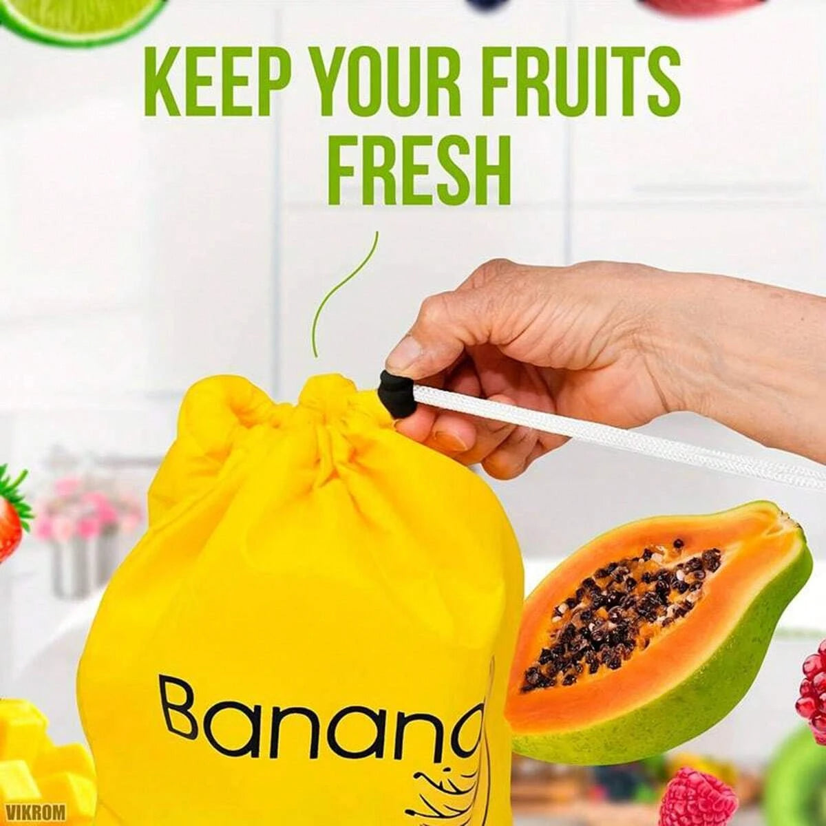 1/2/3/5Pcs Durable Yellow Banana Storage Bags Insulated Fruit Vegetable Fresh-keep Bundle Pocket Drawstring Banana Preserve Bag