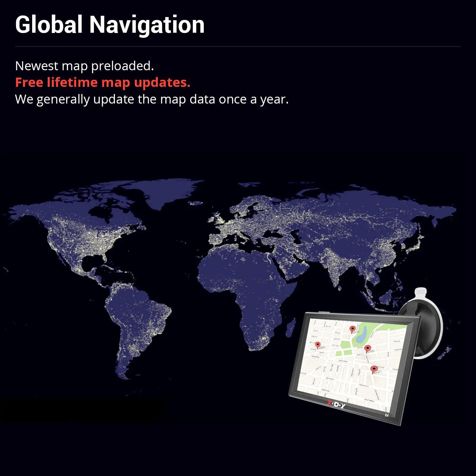 XGODY 9-Inch Truck Sat Nav with UK and Europe Maps