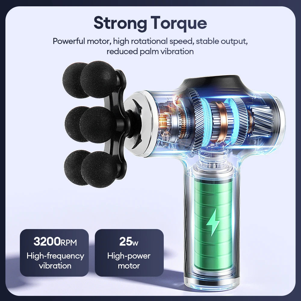 Mini Muscle Massage Gun with 10 Heads and Adjustable Intensity