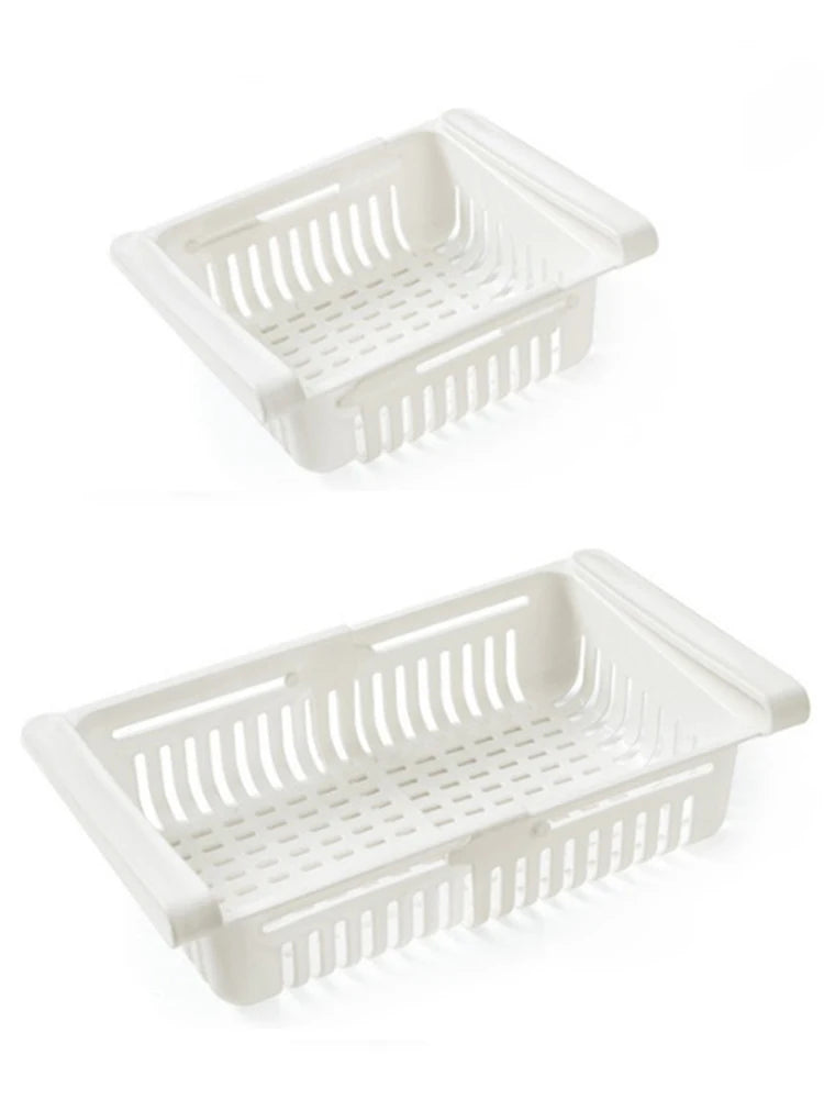 Multi Functional Refrigerator Storage Basket, Retractable Refrigerator Partition Storage Rack, Kitchen Drain