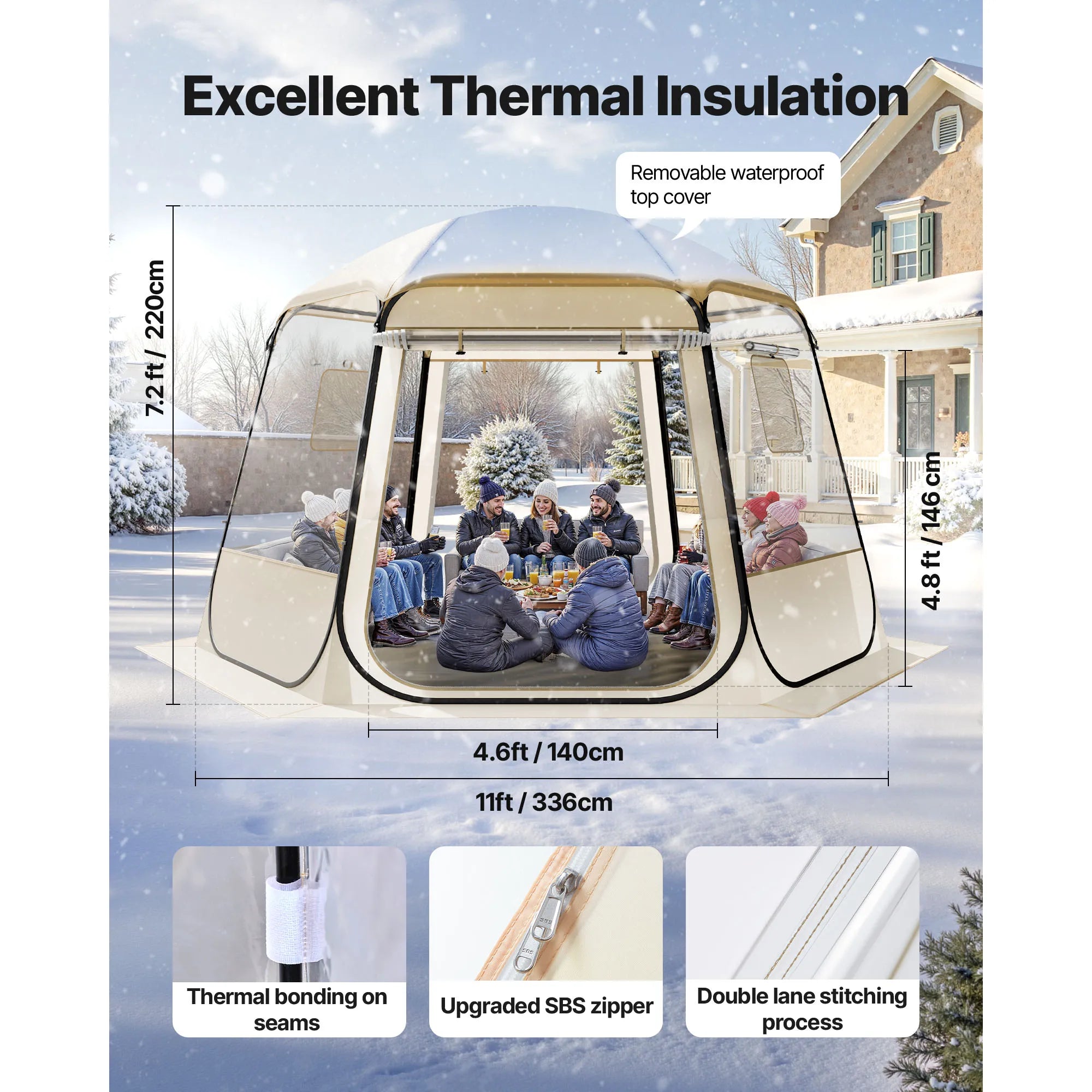 SucceBuy Bulle surgissante Tente étanche à l’eau et résistante aux UV, abri de camping transparent, tente dome/igloo d’extérieur avec fenêtres