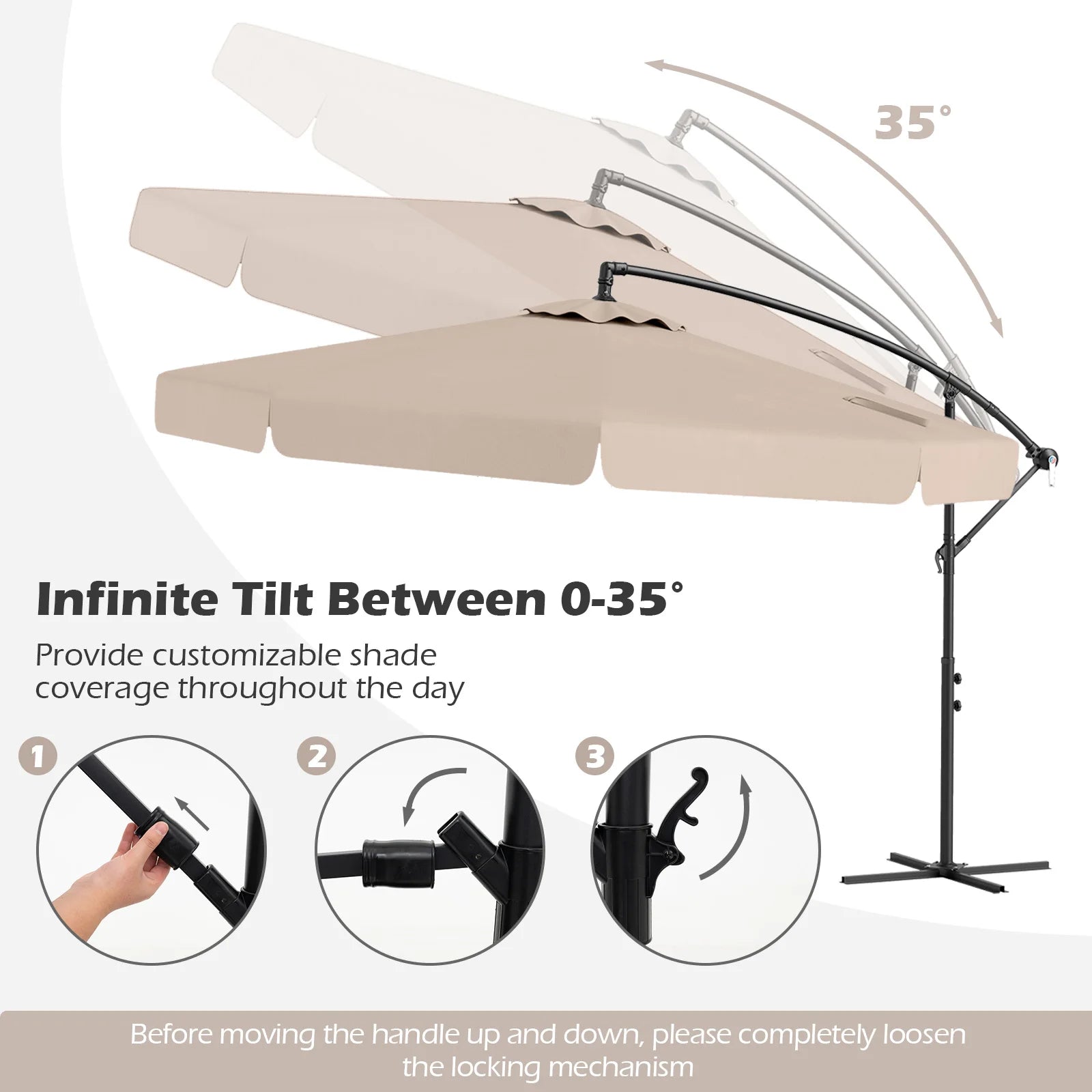 10 ft Offset Hanging Patio Umbrella with Cover
