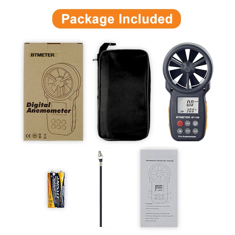 BT-100 Wind Speed and Temperature Meter