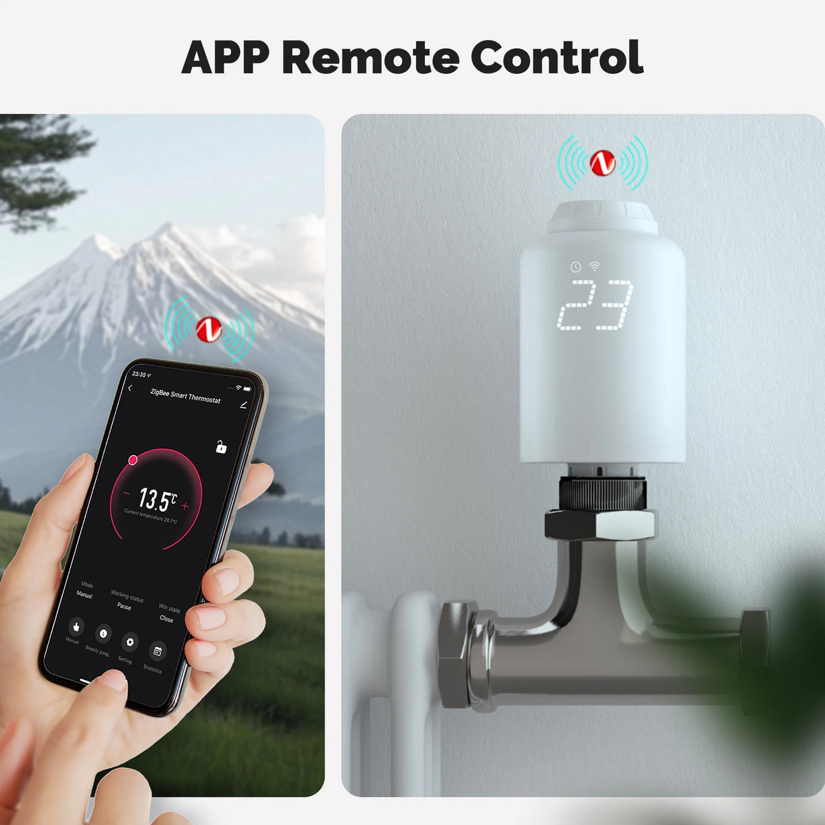 Tuya ZigBee3.0 Smart TRV Radiator Actuator Valve External Sensor Thermostat Temperature Controller Alexa Google Home