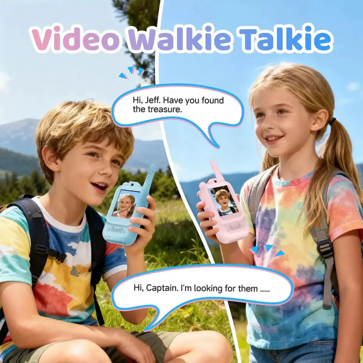 Walkie-talkie video reîncărcabile pentru copii, pereche