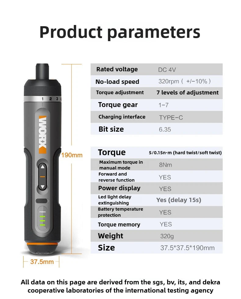 WORX 4V Electric Screwdrivers Set Automatic All-in-one Wireless Precision Screwdriver Household Hand Power Tools WX240 WX242