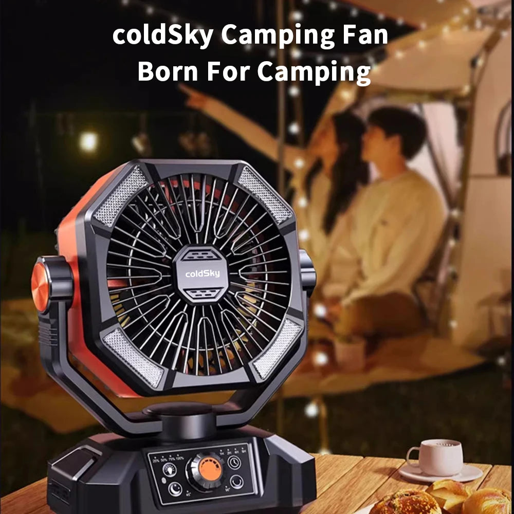 20000mAh Battery Camping Fan with 4 LED Lantern 8 Speeds Desk Fan Portable Outdoor Fan for Outdoor Camping Tent and Fishing
