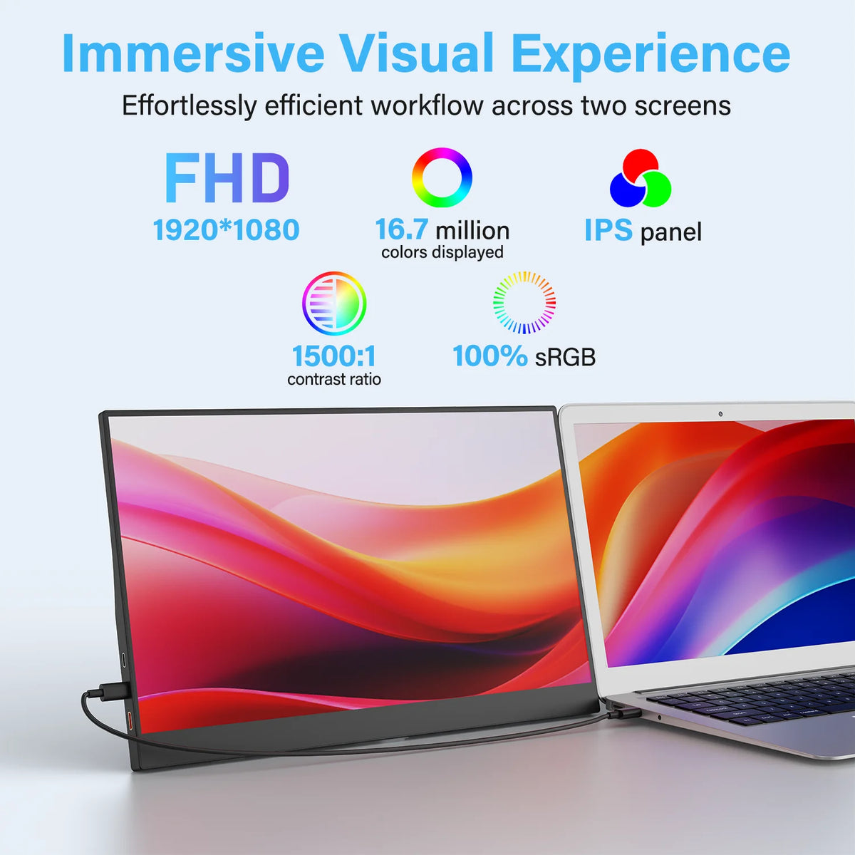 15.6-Inch Full HD Portable IPS Monitor with Speaker