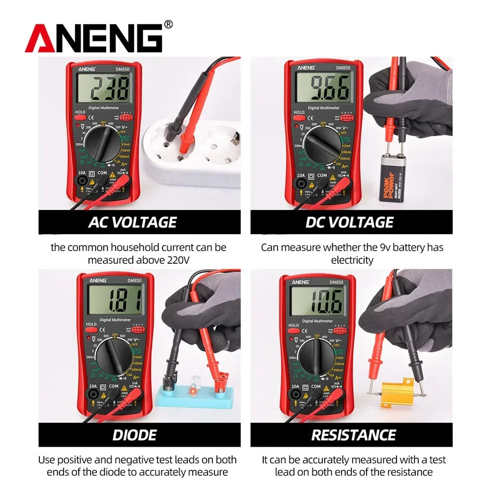 Digital Multimeter Professional 1999 Counts ANENG DM850 AC/DC Votage Current Tester Eletric Automatic Ohm Ammeter Detector Tools