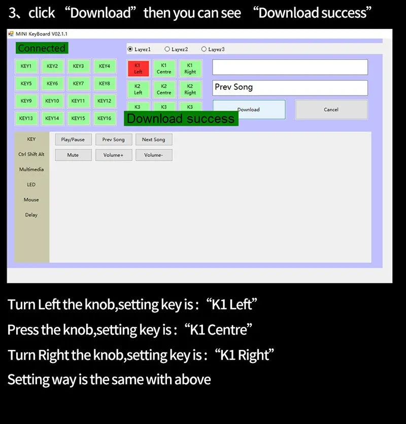 Three-Key Programmable Macro Pad with Knob