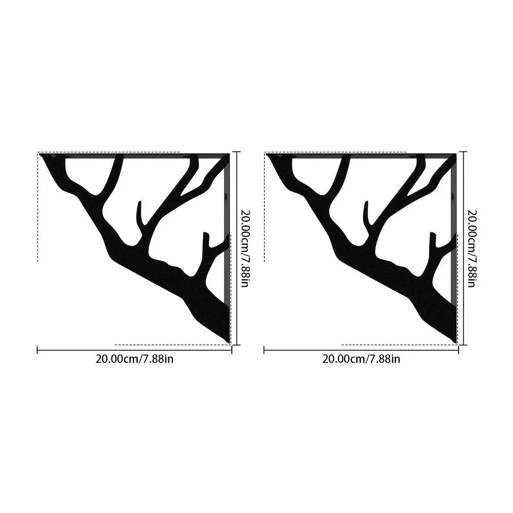 L-Shaped Metal Wall Brackets for Holding Branches, Space-Saving