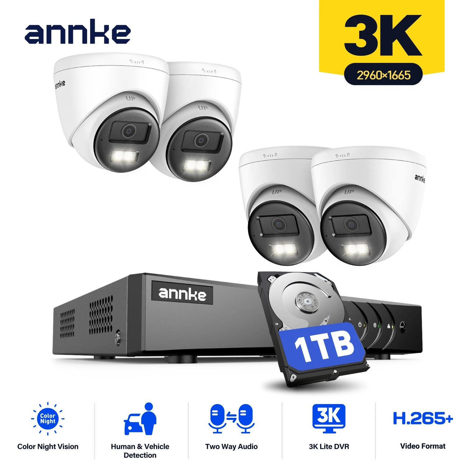 ANNKE 8CH 3K Wired CCTV Security Camera System with Night Vision