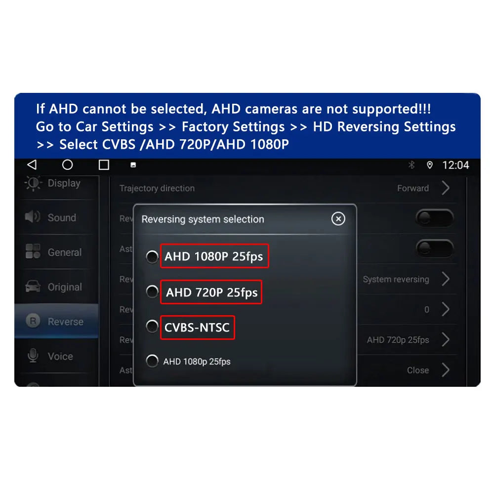 1080P AHD Rear View Camera with Dynamic Guidelines & 175° View