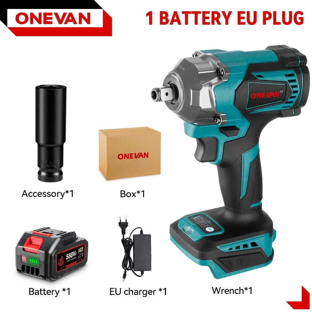 ONEVAN 1200N.m Brushless Electric Impact Wrench 1/2 inch Cordless Electric Screwdriver Drill Tool For Makita 18V Battery Pin - Spy-shop.com