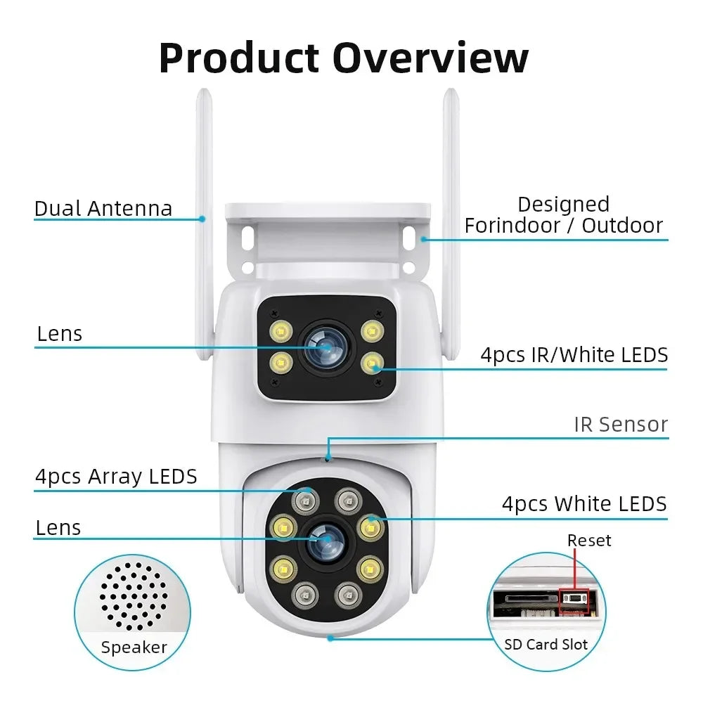 10MP Dual Lens WiFi PTZ Outdoor Security Camera with Auto Tracking