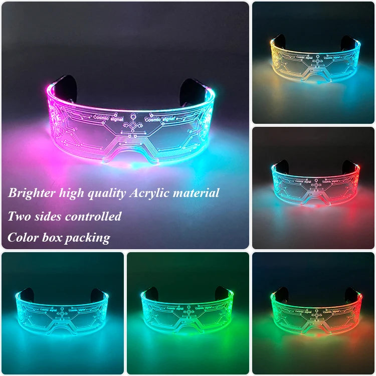 Cool Luminous Colorful LED Light Up Glasses Glowing Neon Light Flashing Party Glasses For Nightclub DJ Dance Party Decor
