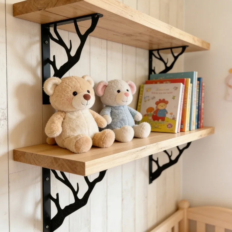 L-Shaped Metal Wall Brackets for Holding Branches, Space-Saving