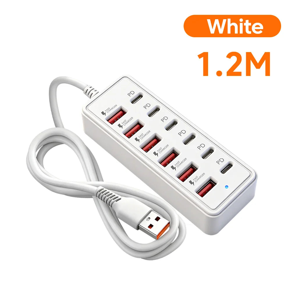 Chargeur de bureau à douze ports USB-A et USB-C