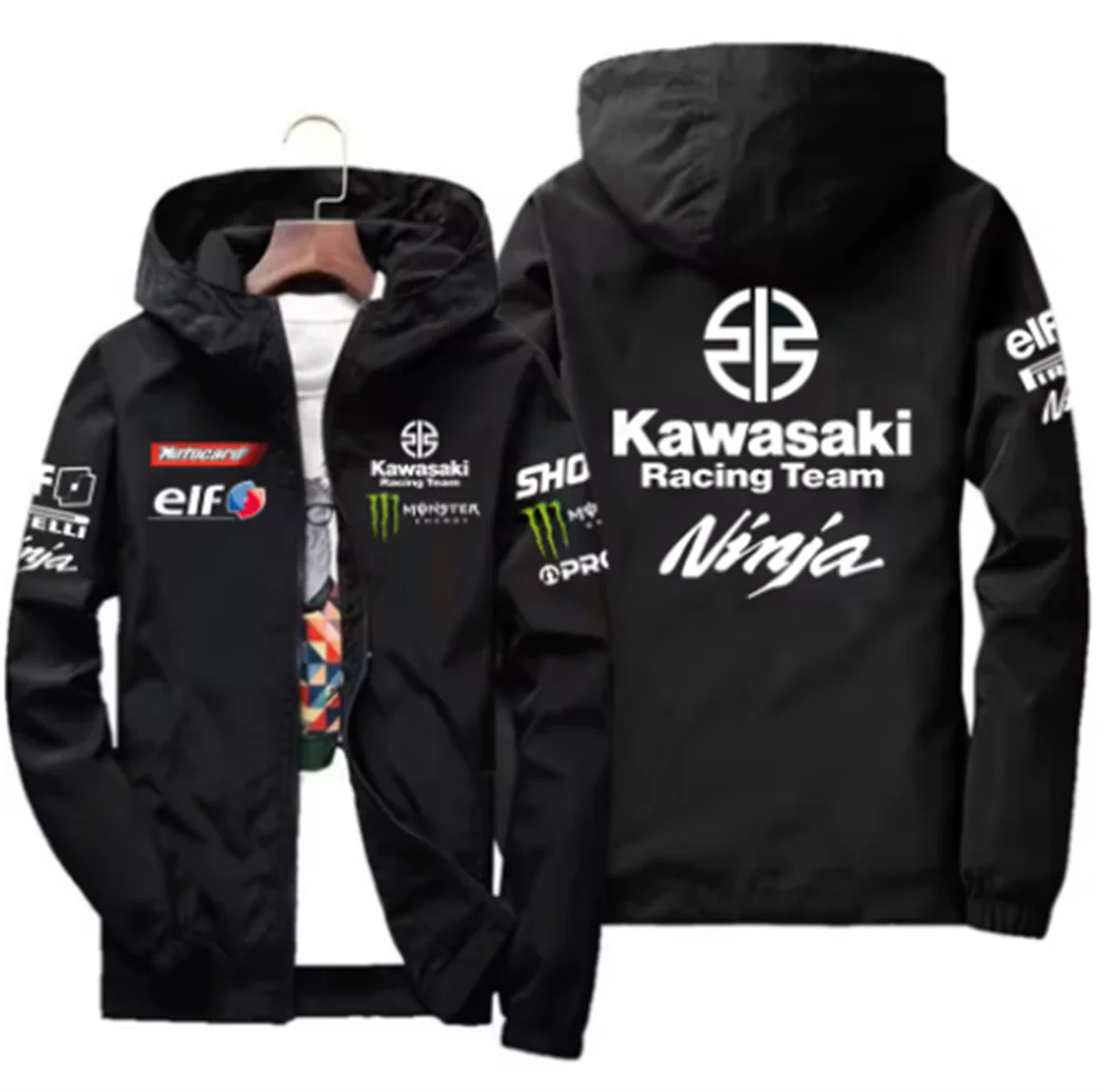 2025 Fashion New Kawasaki Motorcycle Jacket, Racing, Waterproof and Windproof, Outdoor Sports Bicycle, Men's Fan Jacket