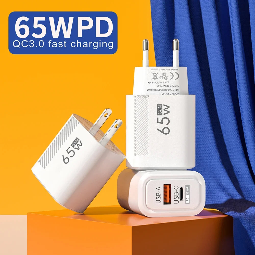 Dual-Port GaN Wall Charger - Plug and Kit Options
